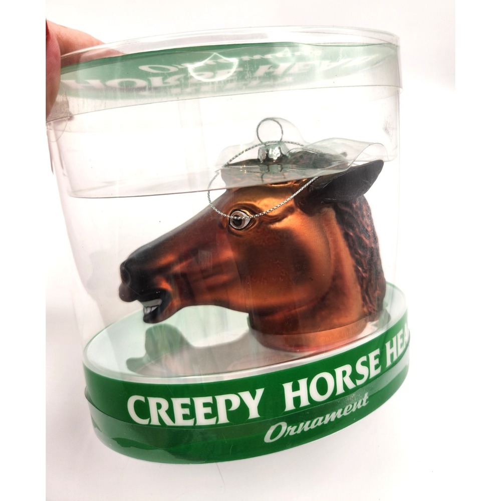 Creepy Horse Head Glass Ornament - Old Style Horse Head Christmas Ornament - NIP